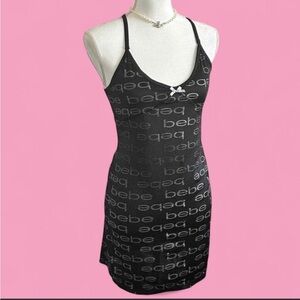 Bebe Black Logo Slip Dress
